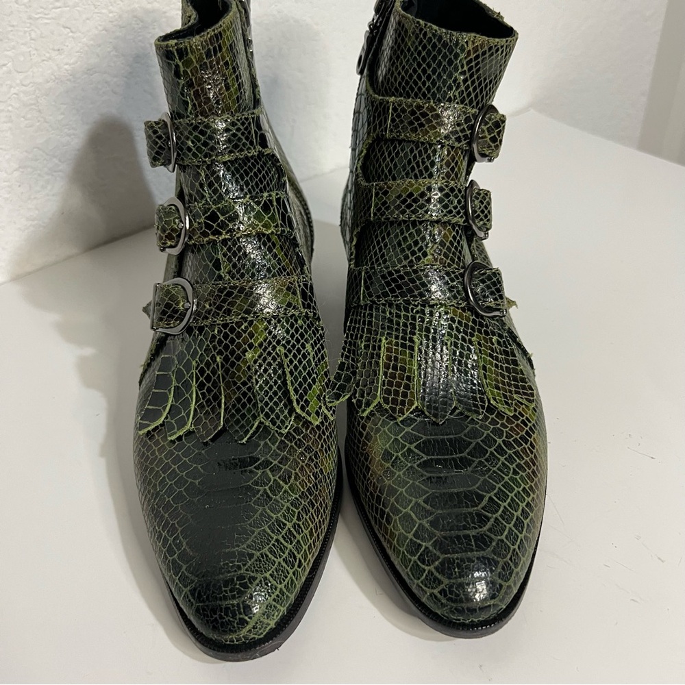 Modern Vice Jett Green Snake Leather Boots EU 38 - Picture 3 of 12
